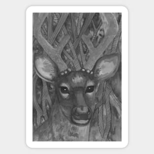 Forest bnw deer Sticker